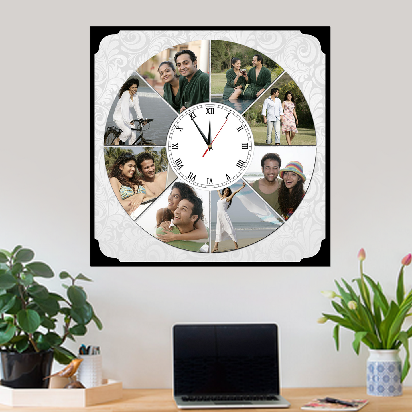 8 Photos Table Clock