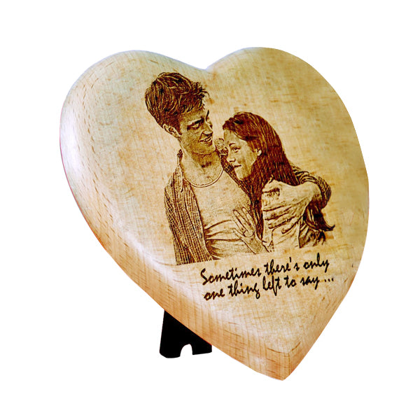 Heart Engraving Wooden Frame