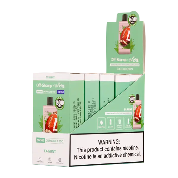 BUY 1 GET 1 FREE TX-Mint Off Stamp X Pod King SW16000 Disposable | Vape Amazon India Off Stamp