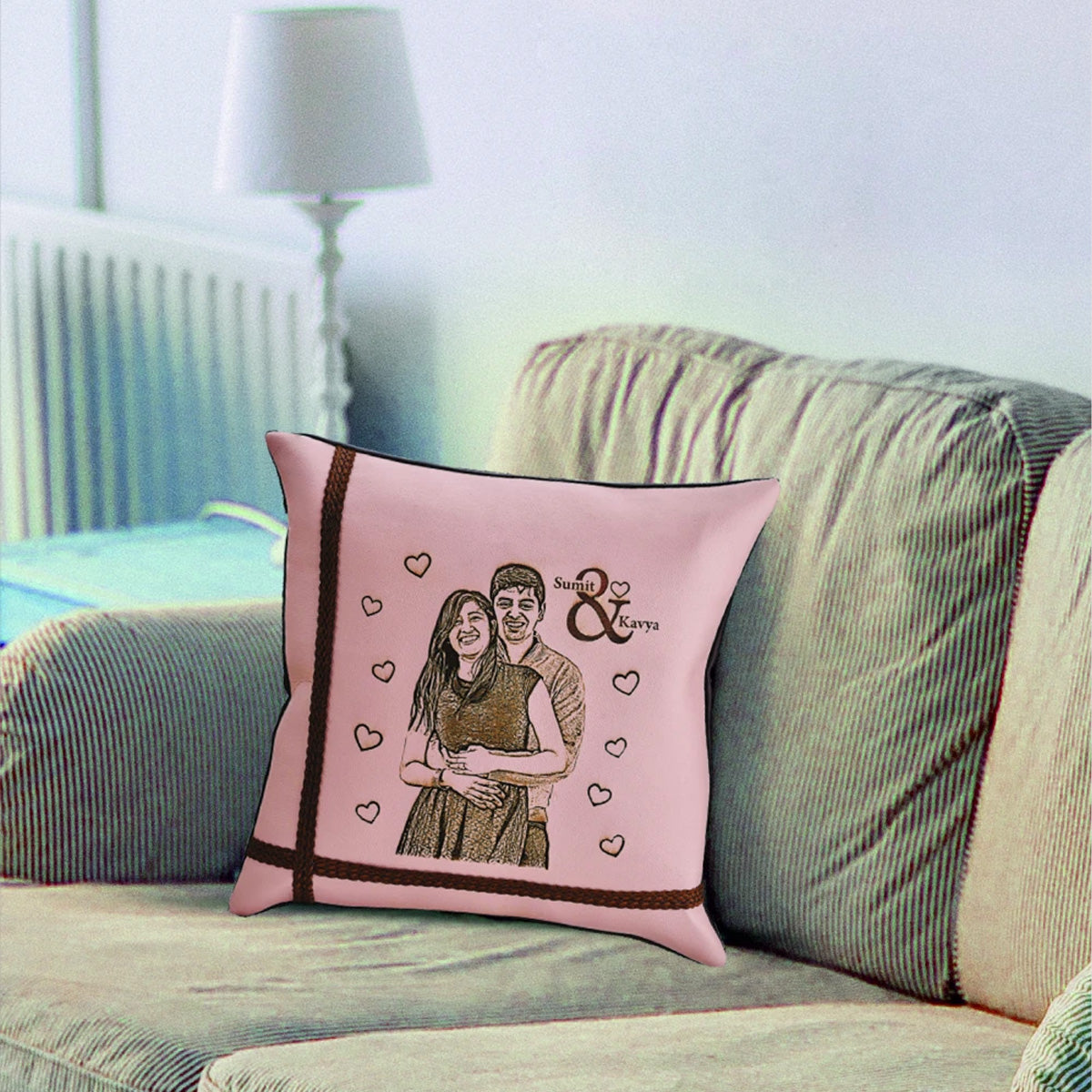 Engraved Leather Pillow