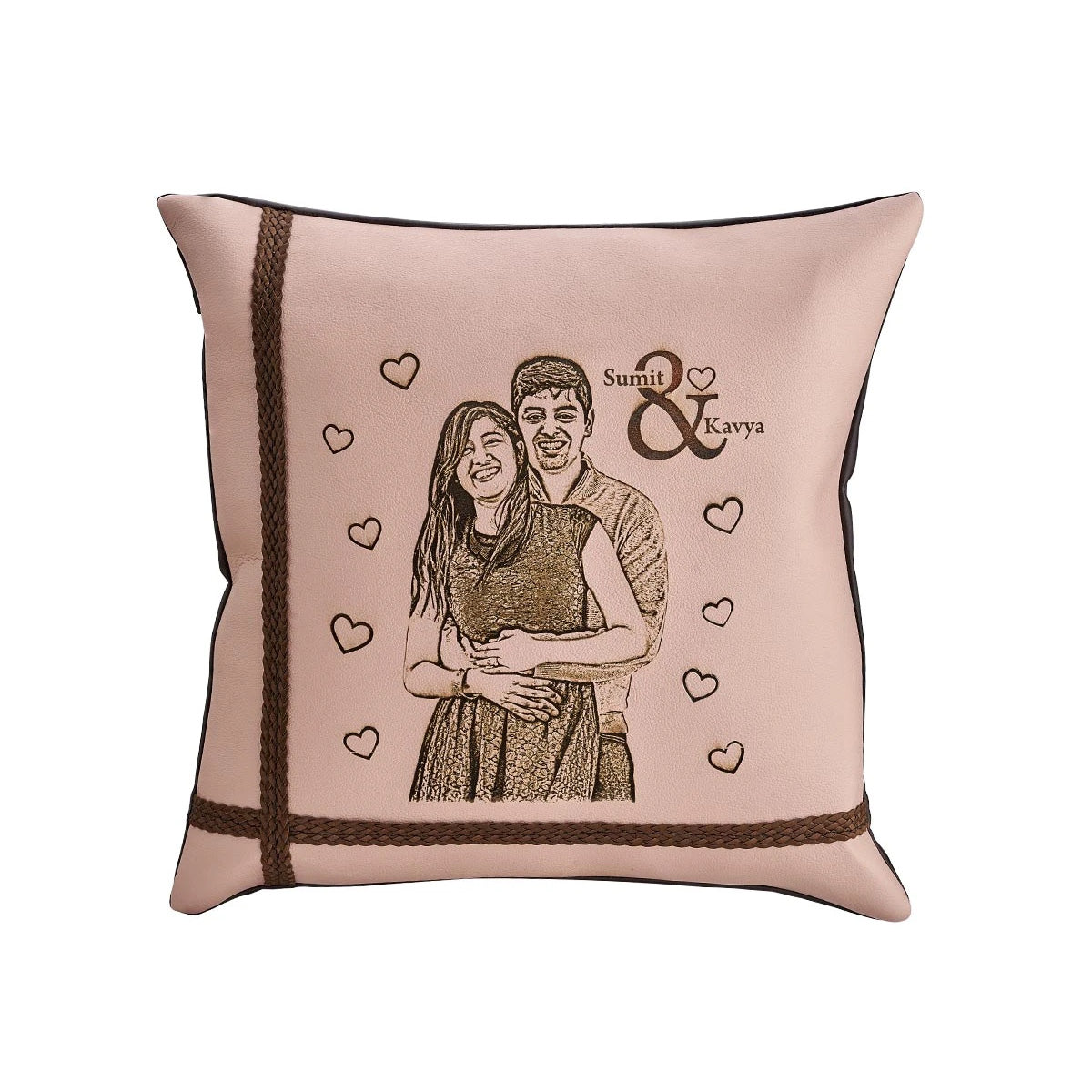 Engraved Leather Pillow