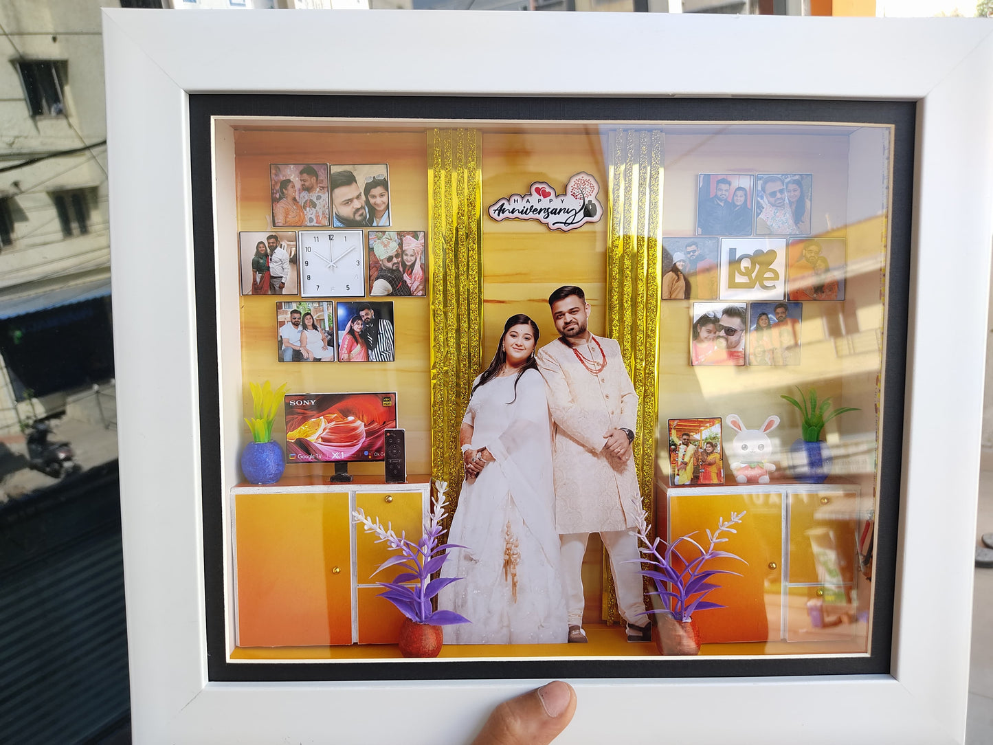 Personalised 3D Miniature Box Photo Frame with LED Lights as Anniversary Gifts (Customizable)