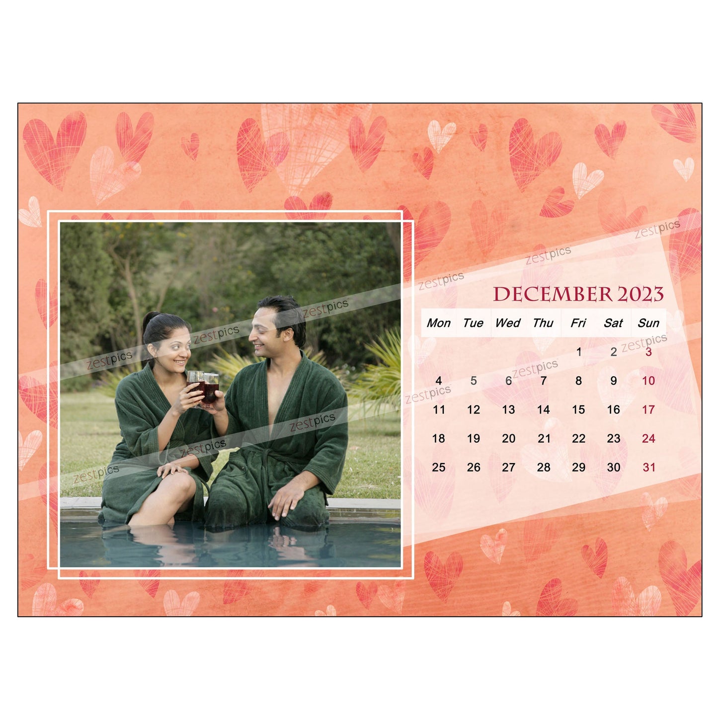 6x8 12 Months Heart Calendar