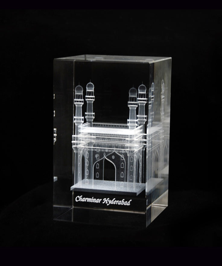Hyderabad Charminar 3D Crystal Memento