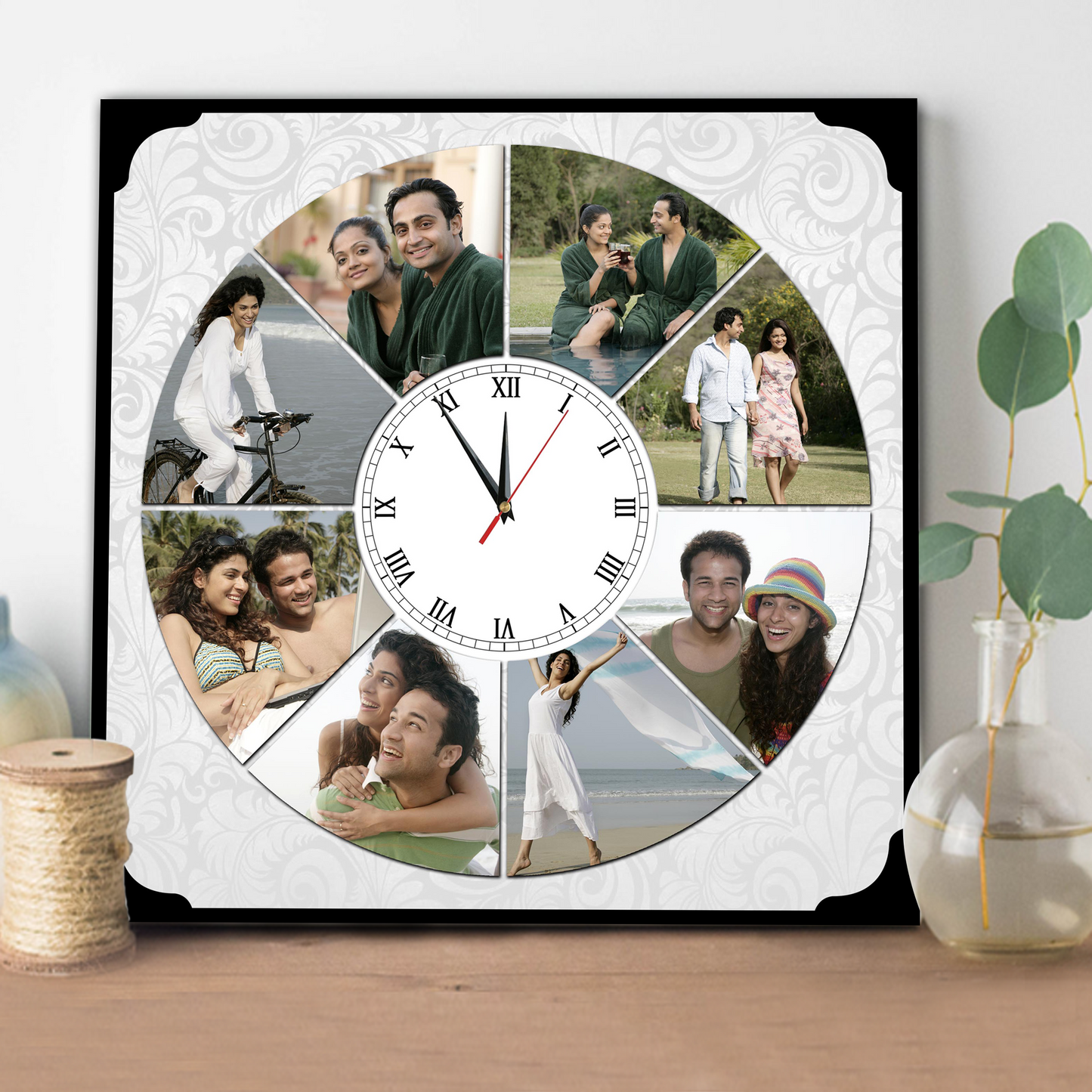 8 Photos Table Clock