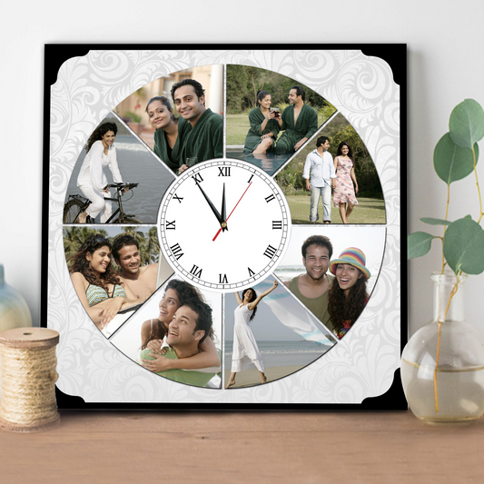 8 Photos Table Clock