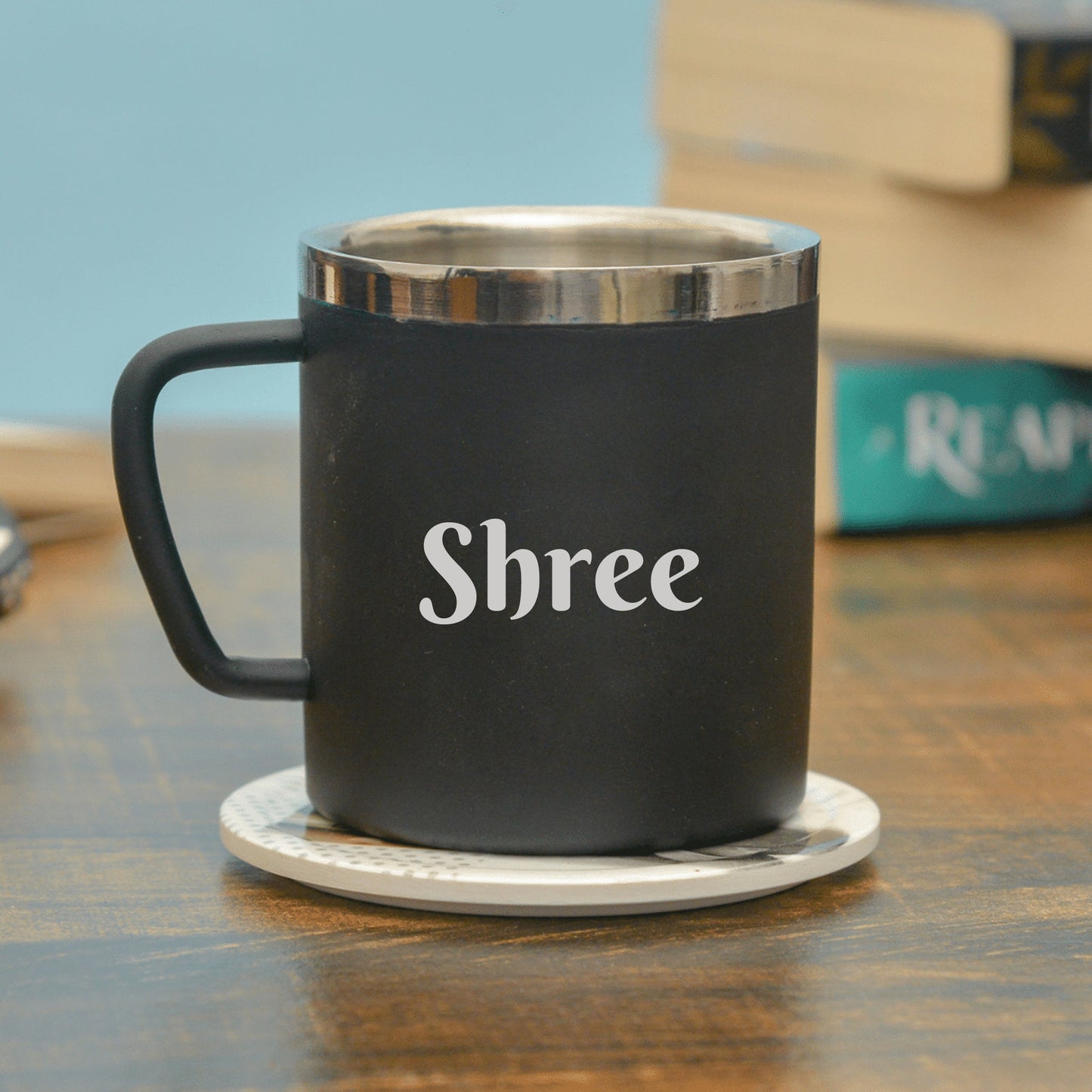 Customised Black Steel Mug