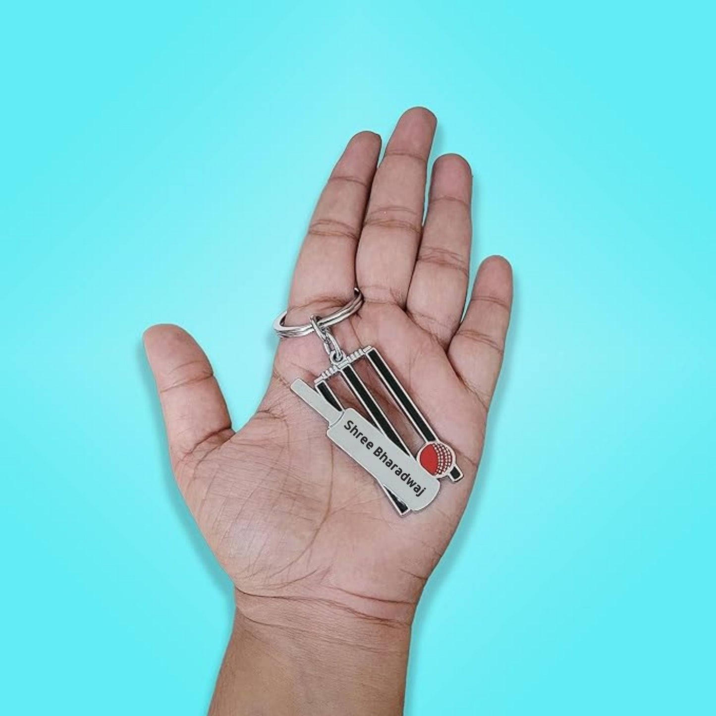 Personalized Cricket Bat Keychain | Cricket Fan Gift | Cricket Bat, Ball, Wickets