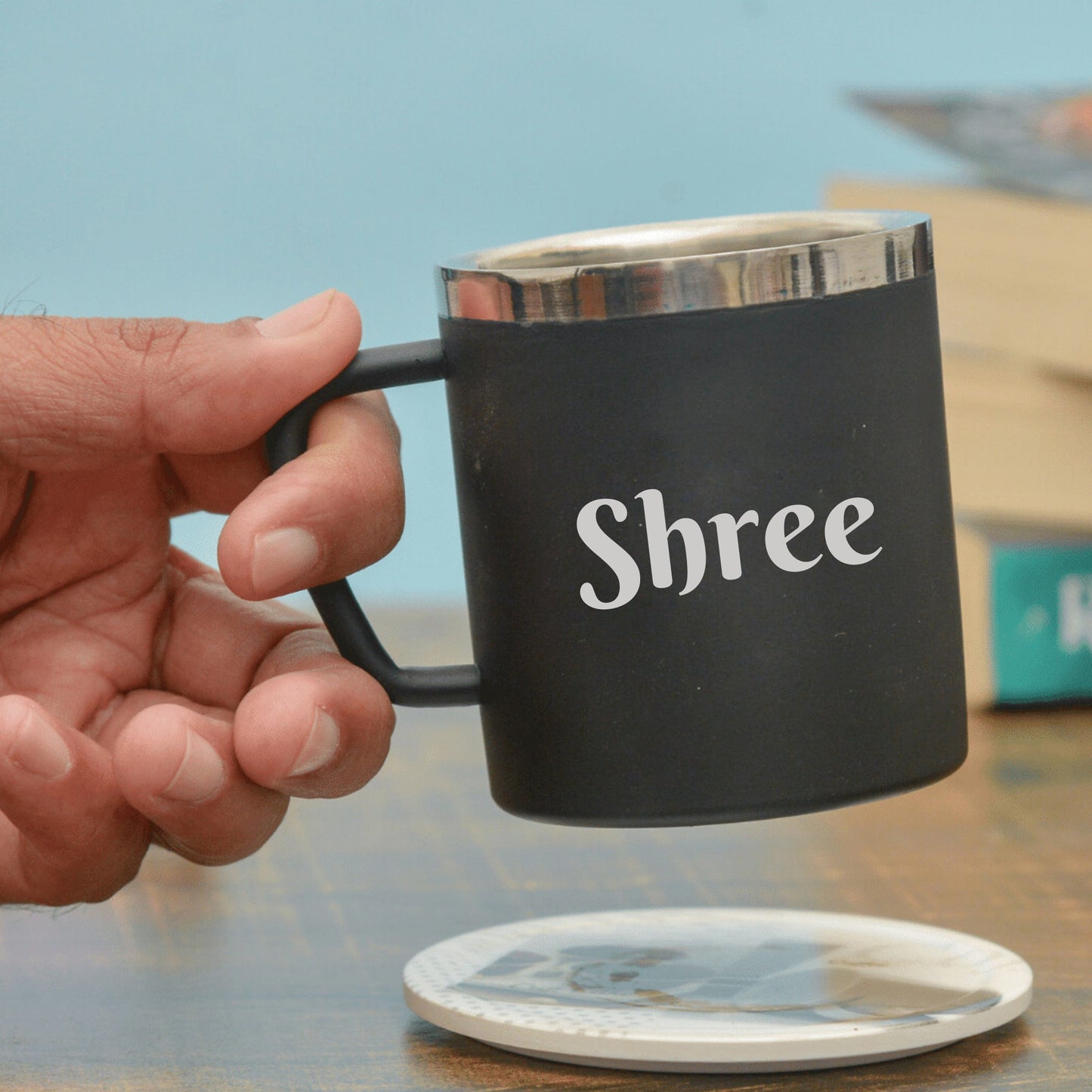 Customised Black Steel Mug