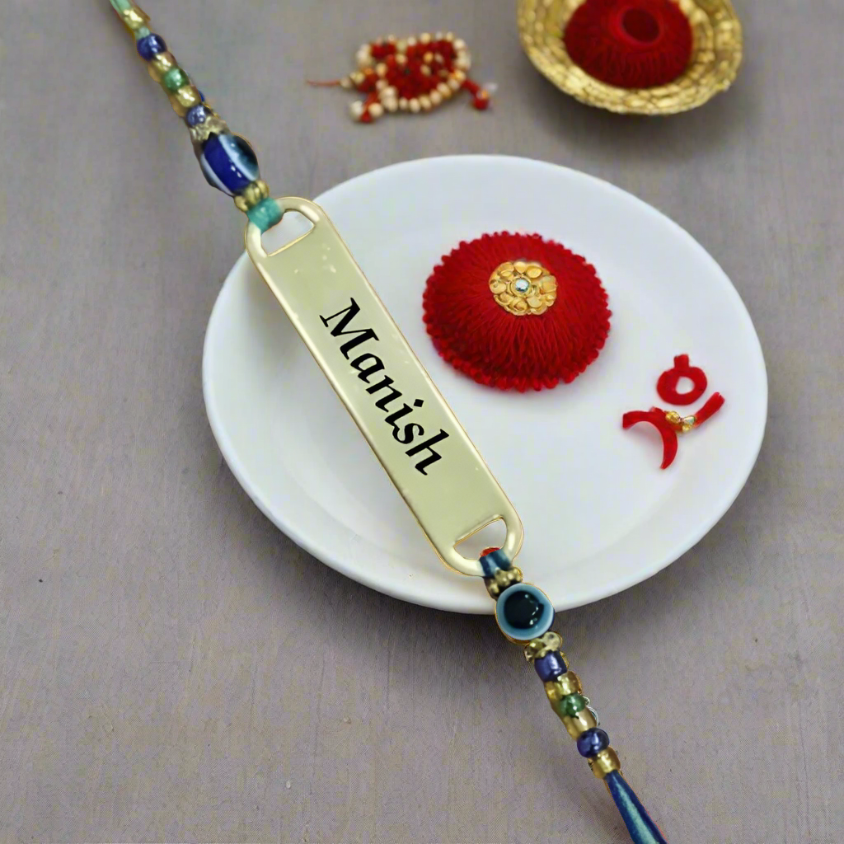 Personalized Evil Eye Rakhi with Name (Protection & Luck) - Zestpics