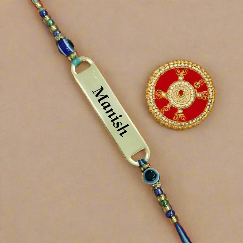 Personalized Evil Eye Rakhi with Name (Protection & Luck) - Zestpics