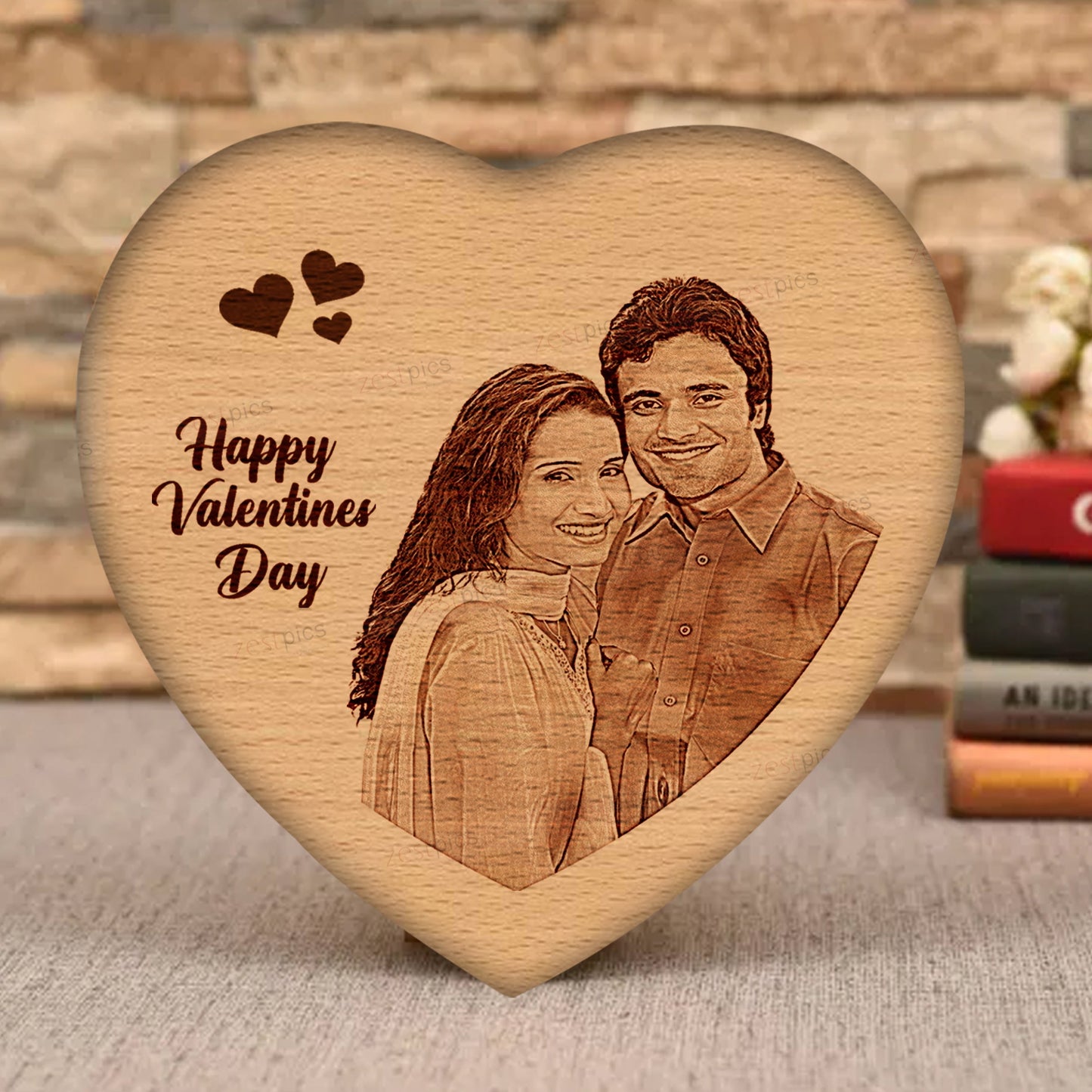 Heart Engraving Wooden Frame