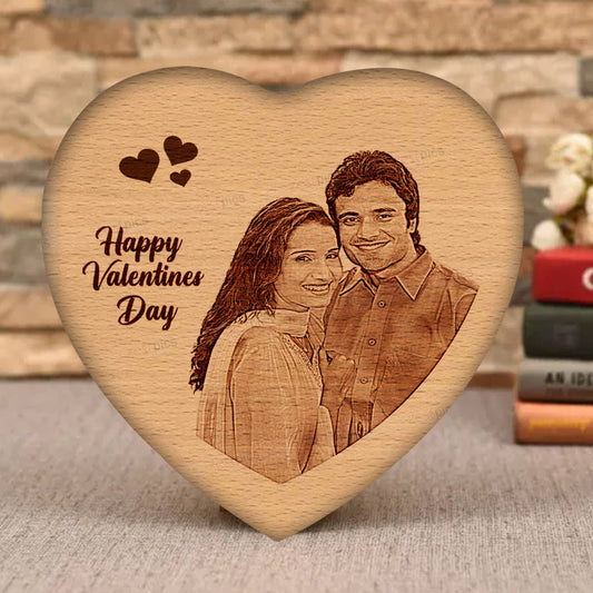 Heart Engraving Wooden Frame
