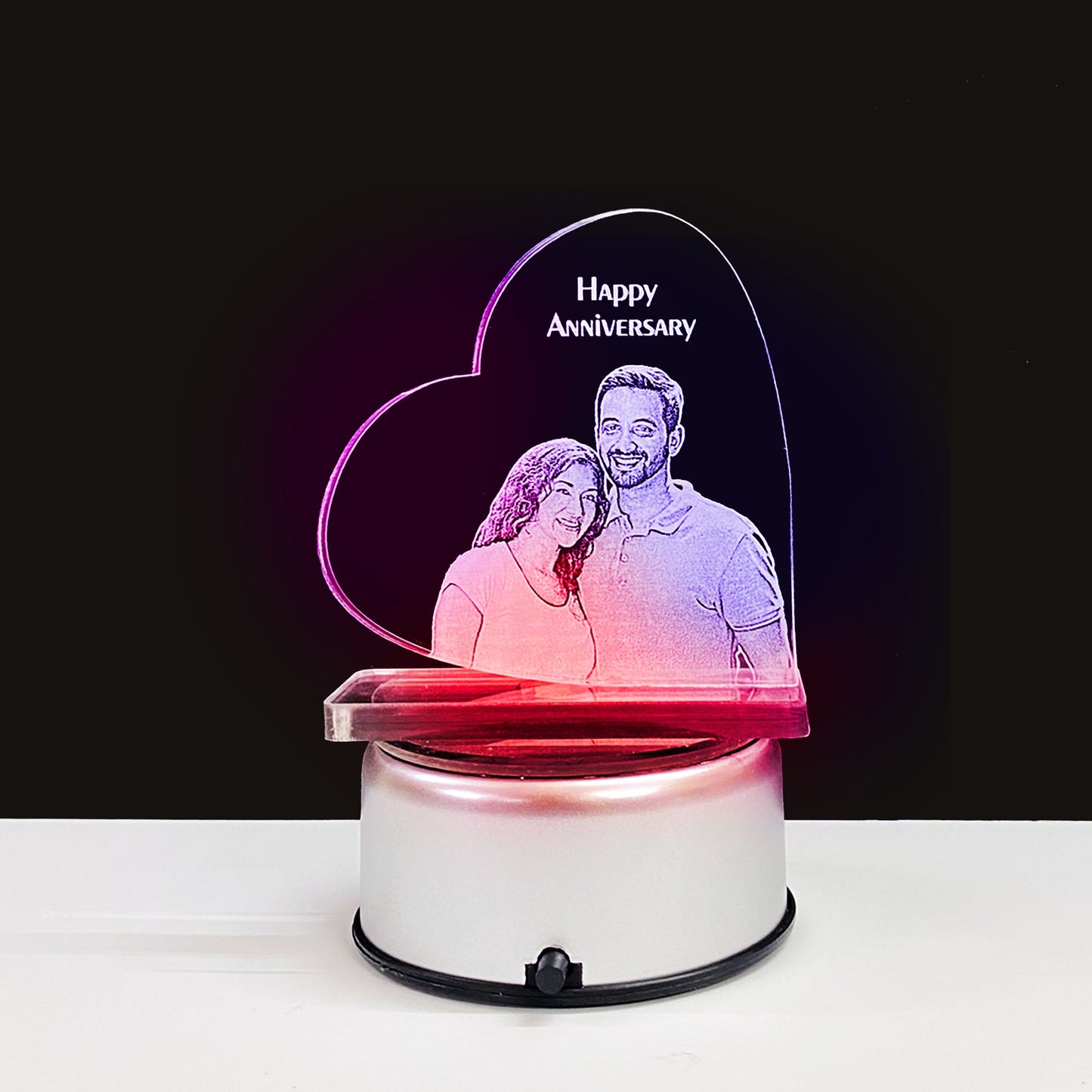 Personalized Photo Heart Engraved Crystals for Anniversary, Wedding Gifts