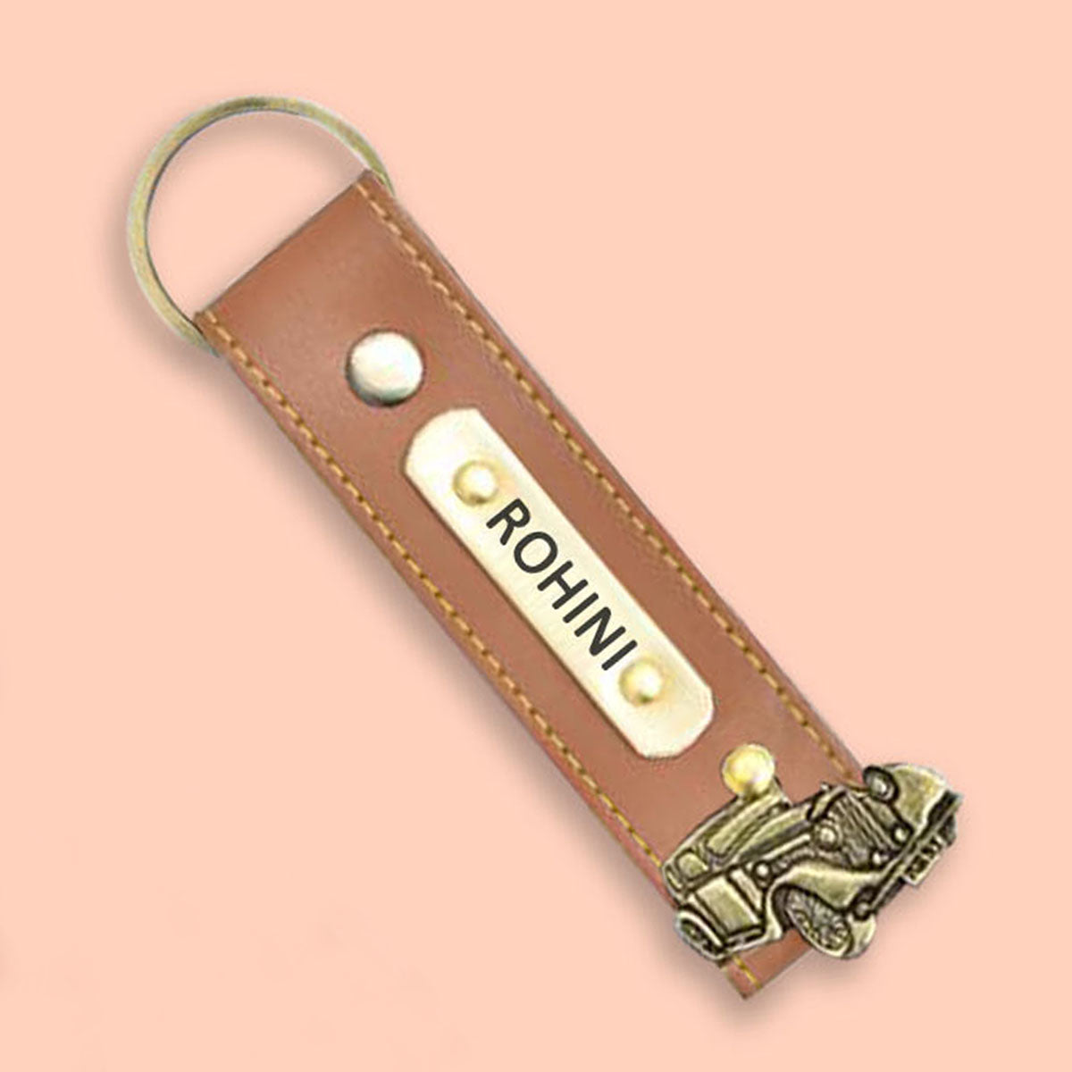 Personalised Leather Keychain (Tan)