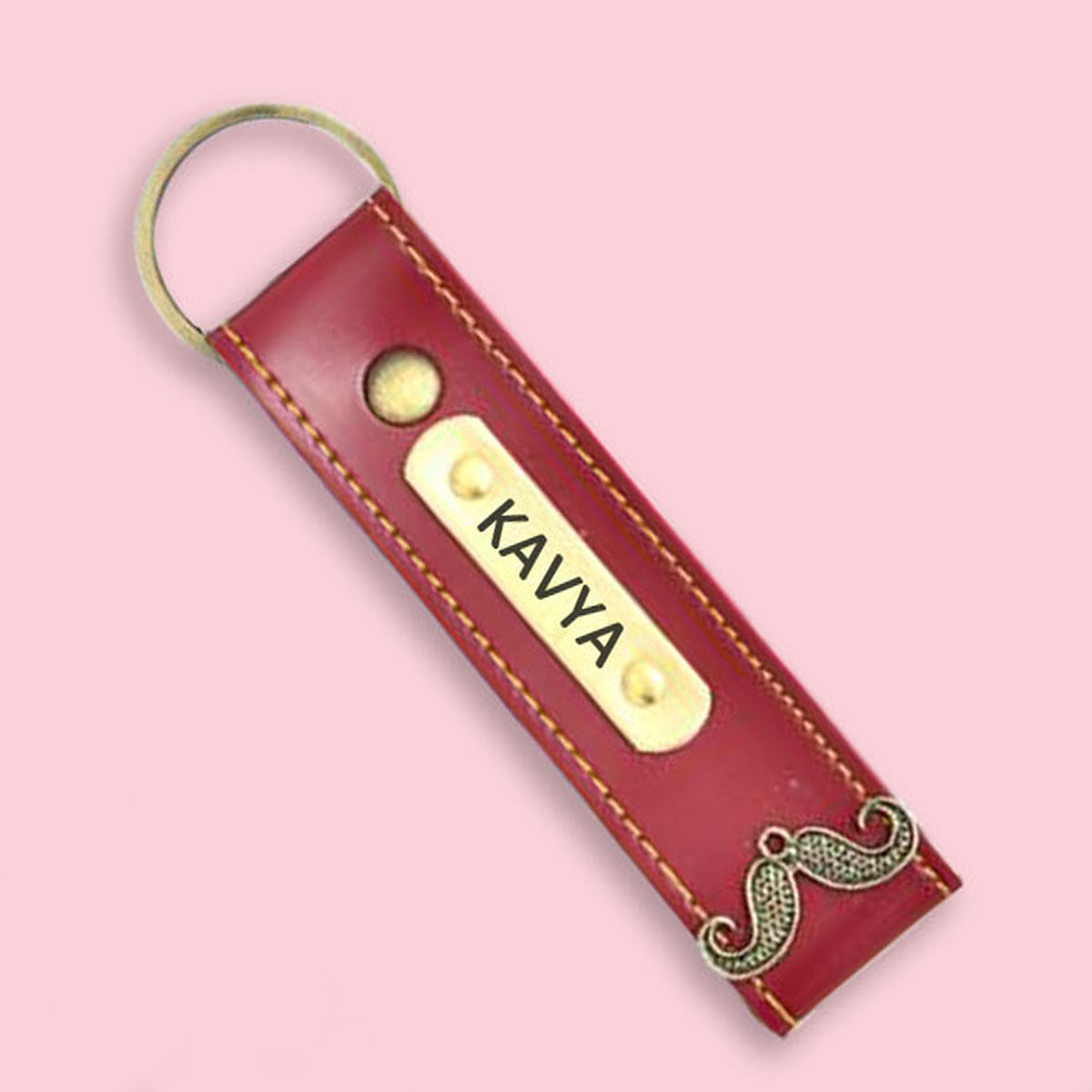 Personalised Leather Keychain (Wine)