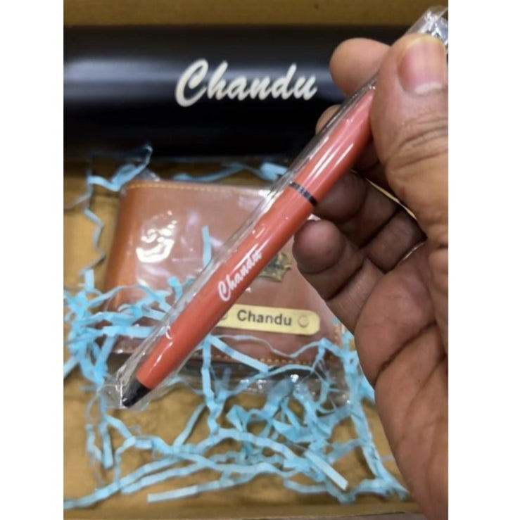 Personalized Gift Set for Him – Name Engraved Wallet, Bottle & Pen