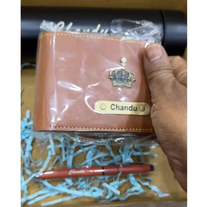 Personalized Gift Set for Him – Name Engraved Wallet, Bottle & Pen