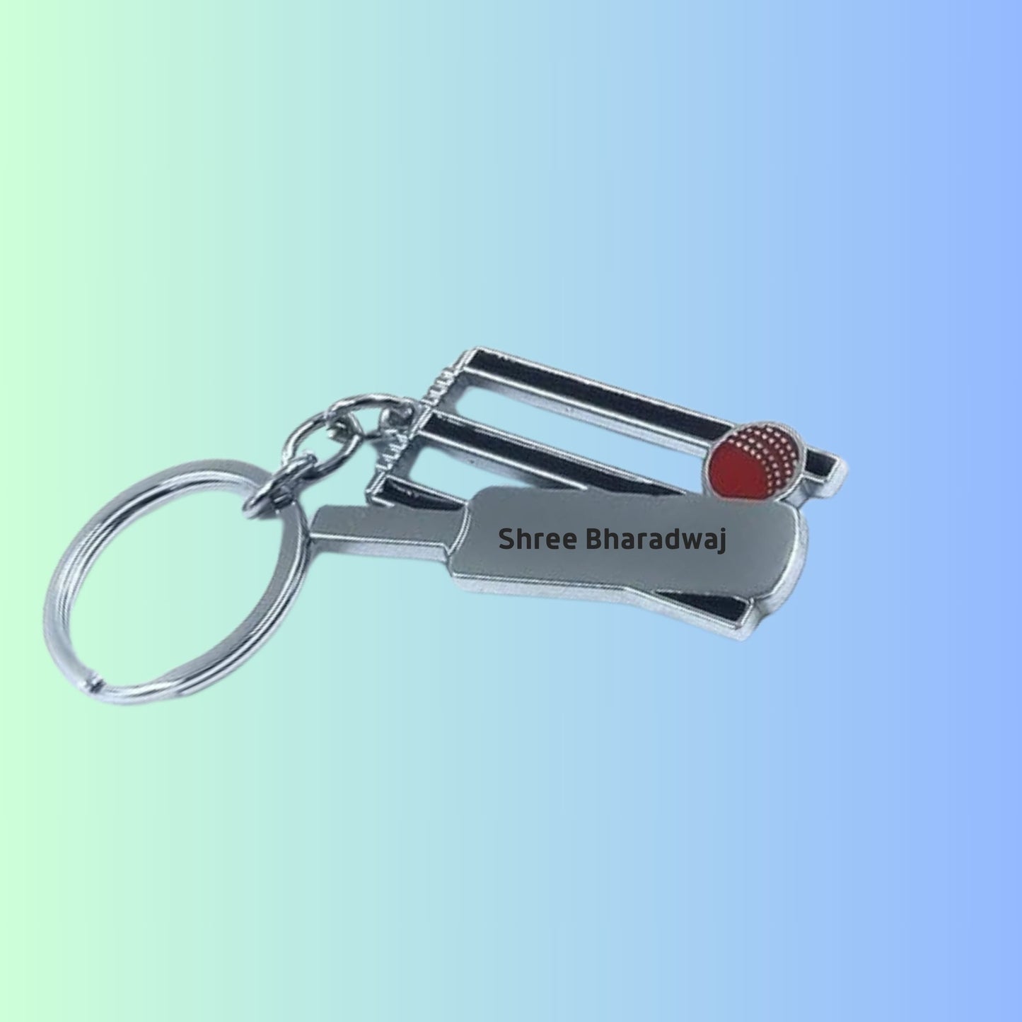 Personalized Cricket Bat Keychain | Cricket Fan Gift | Cricket Bat, Ball, Wickets