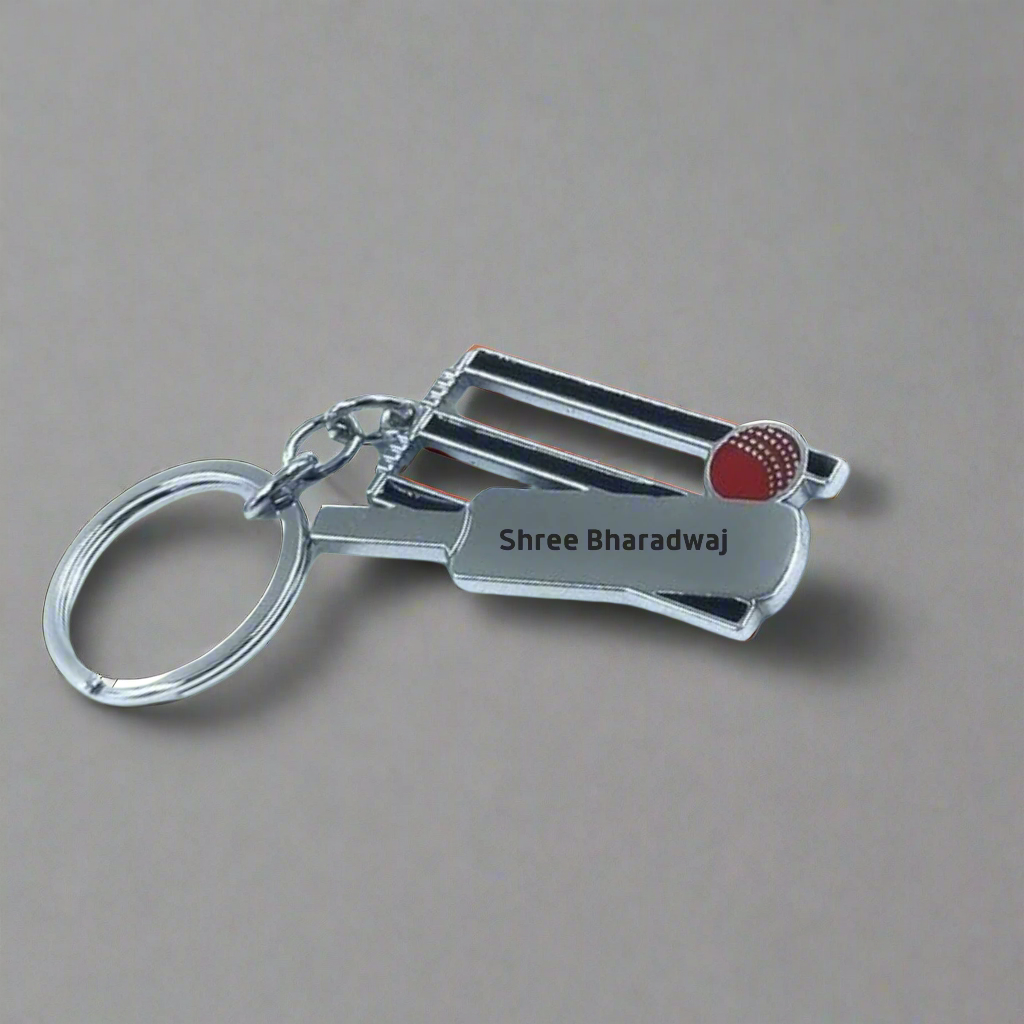 Personalized Cricket Bat Keychain | Cricket Fan Gift | Cricket Bat, Ball, Wickets