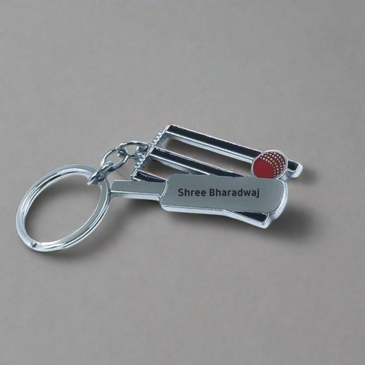 Personalized Cricket Bat Keychain | Cricket Fan Gift | Cricket Bat, Ball, Wickets