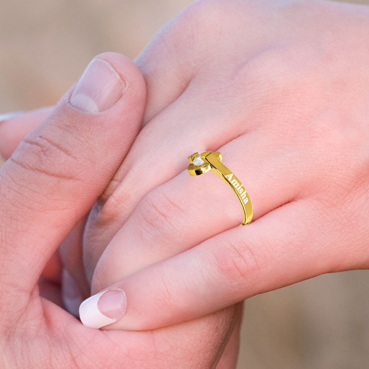 Name Engraved Ladies Finger Ring