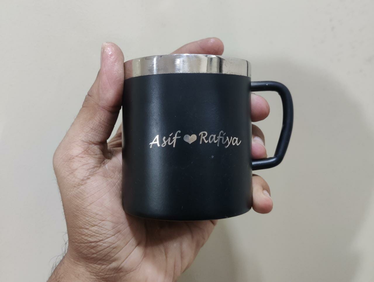 Customised Black Steel Mug