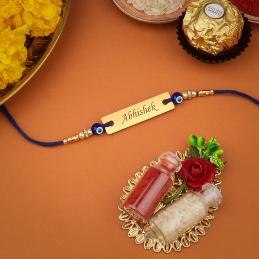 Personalized Evil Eye Rakhi with Name (Protection & Luck) - Zestpics