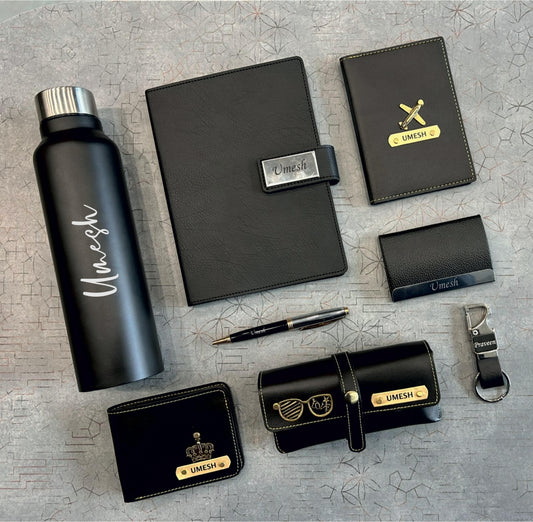 Personalized Men's Executive Gift Set | Custom Wallet, Bottle, Diary & Accessories