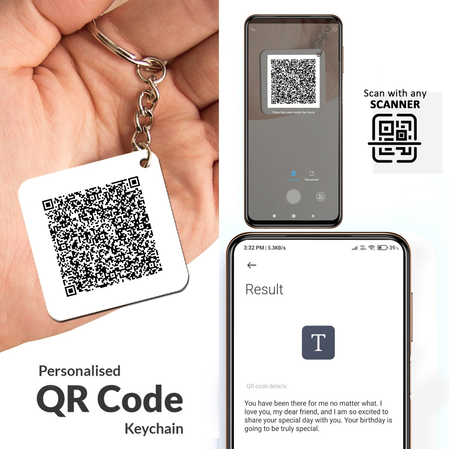 Personalized QR Code Keychain