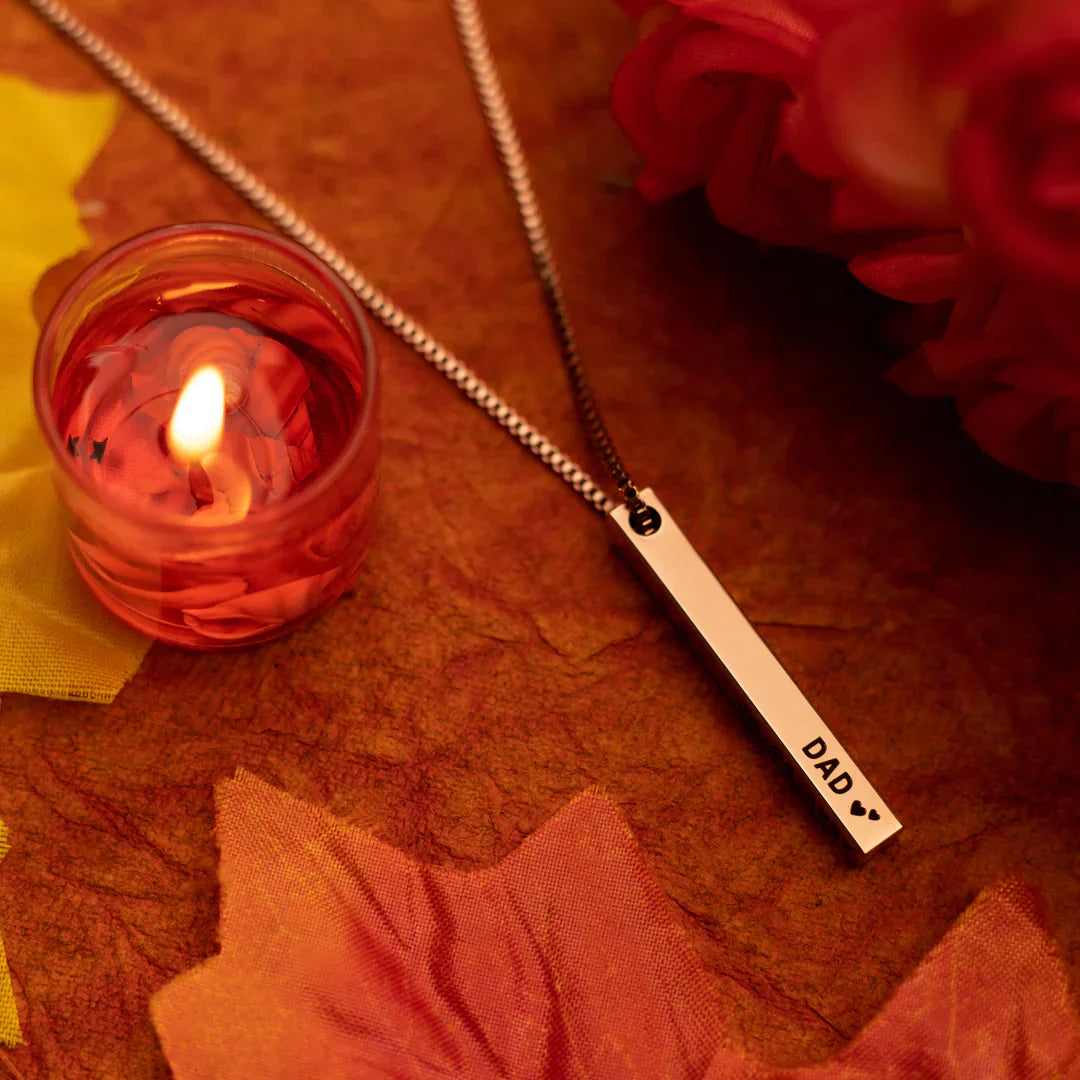 Personalized Name Bar Necklace - Gold-Plated Metal Bar Pendant for Women