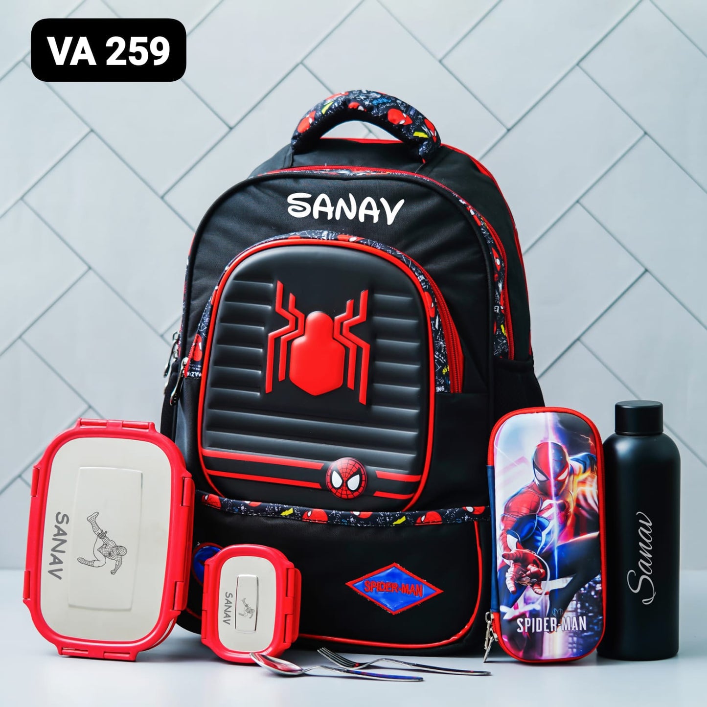 Personalised Spiderman Premium School Hamper – Custom Bag, Bottle, Lunch Box & Pouch | Zestpics
