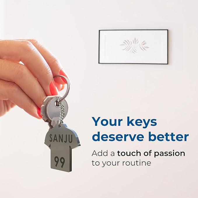 Personalized Jersey T-Shirt Steel Keychain – Custom Name & Number | IPL Keychains