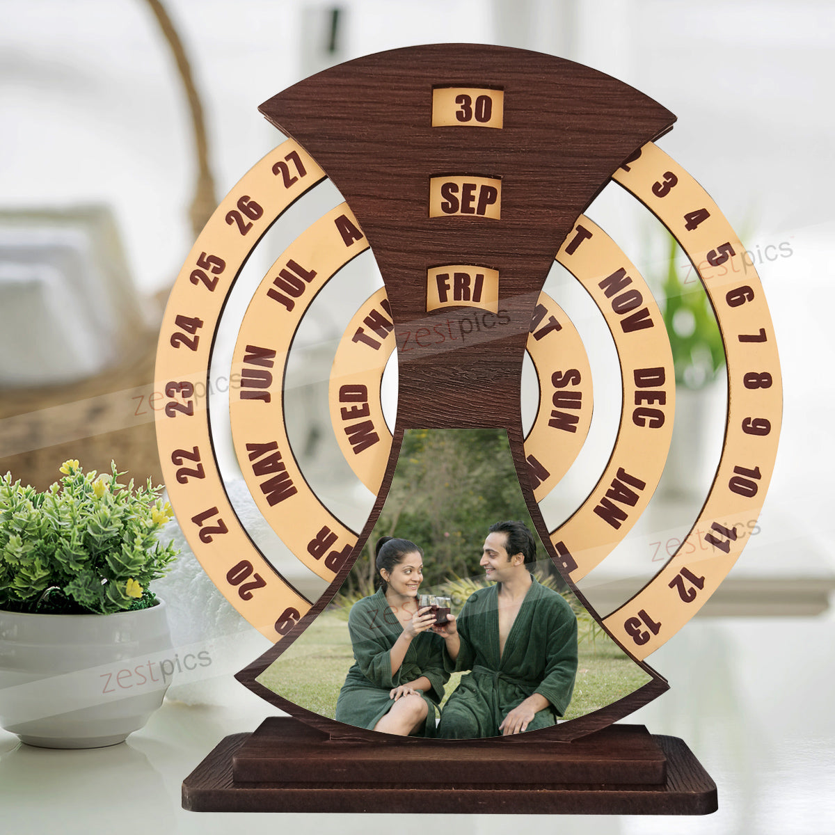Wooden Perpetual Photo Calendar