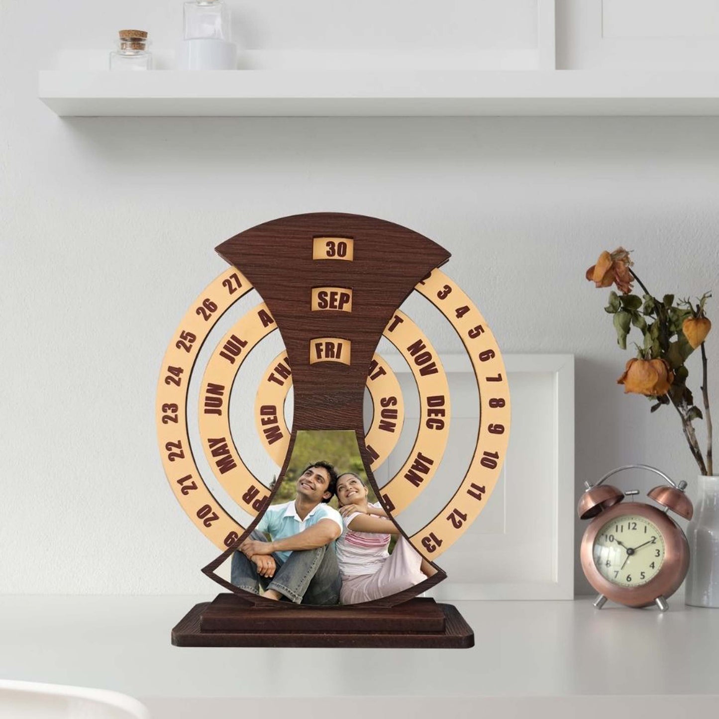 Wooden Perpetual Photo Calendar