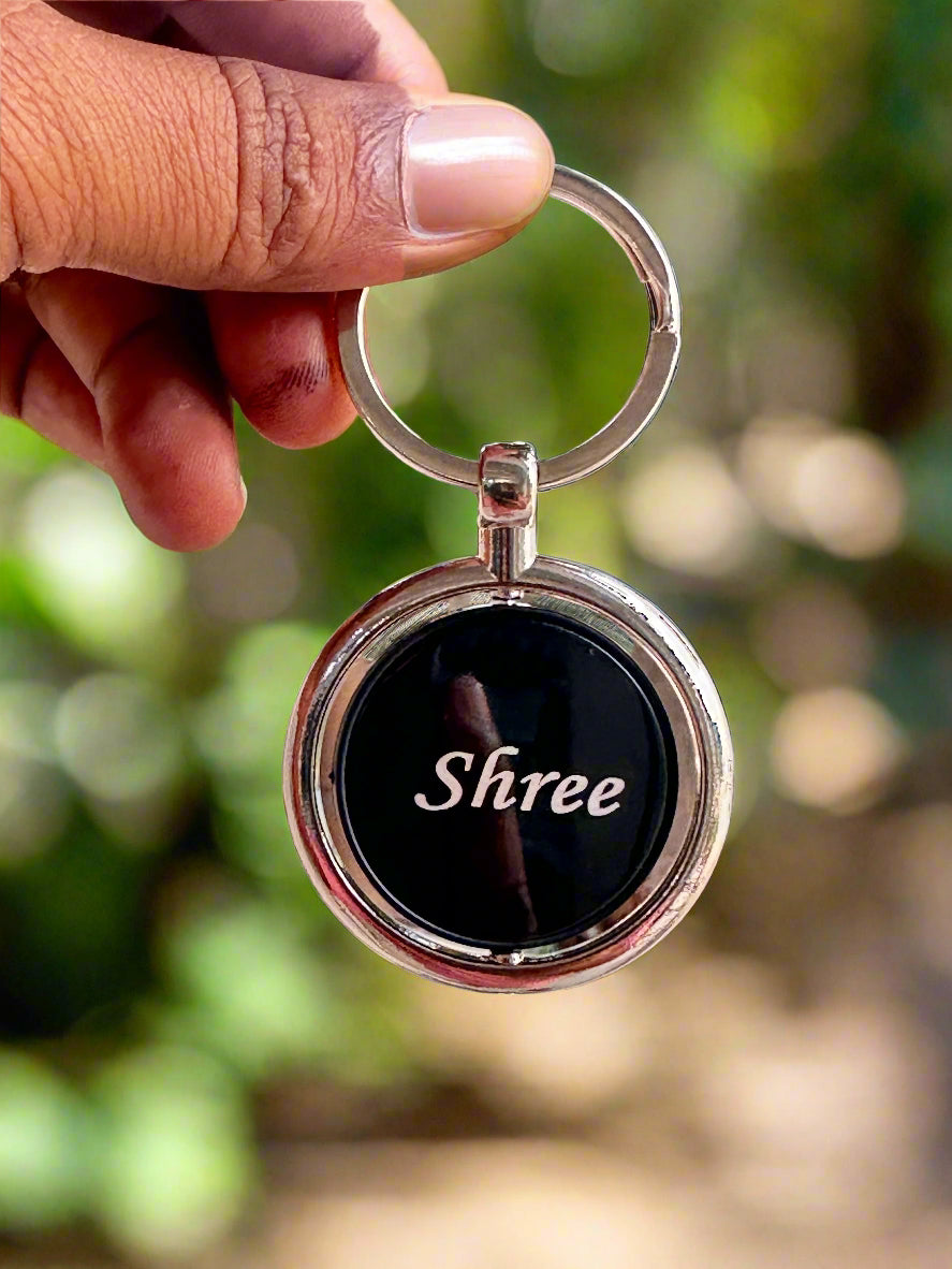 Personalised Double-Sided Metal Rotating Keychain – Custom Name on Both Sides