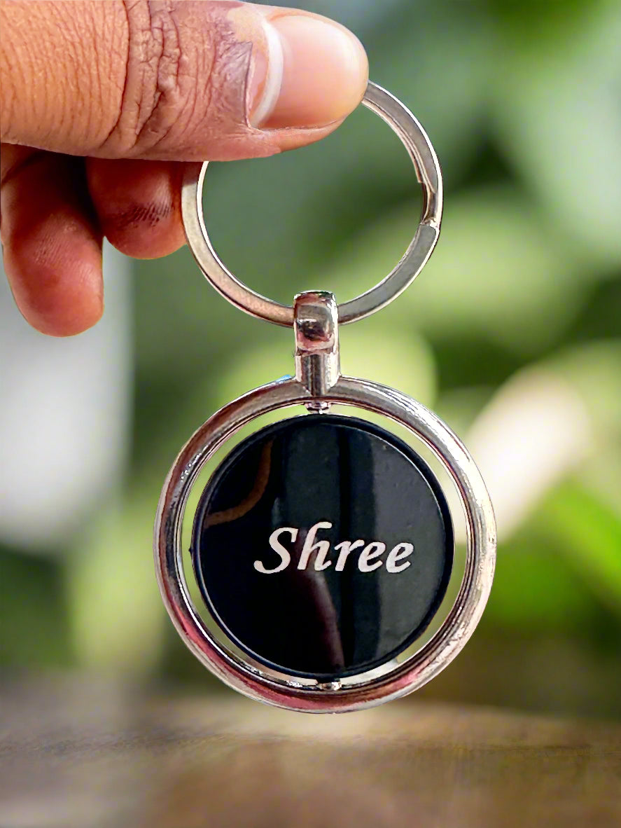 Personalised Double-Sided Metal Rotating Keychain – Custom Name on Both Sides